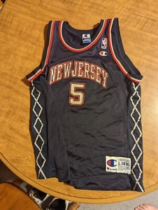 Vintage Champion NBA New Jersey Nets Jason Kidd Basketball Jersey Youth L 14-16 - Picture 1 of 6