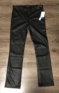 NWT Aqua brand Black Vegan Leather Skinny GOTH Ankle Pants Leggings Glam Size M - Picture 1 of 7