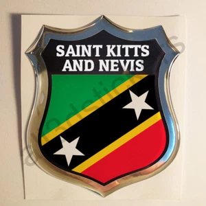Sticker Saint Kitts and Nevis Emblem 3D Resin Domed Gel Flag Vinyl Decal Car - Picture 1 of 1