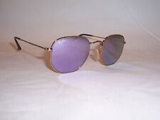 New RAY BAN HEXAGONAL Sunglasses 3548N  001/8O GOLD/LILAC MIRROR 51mm AUTHENTIC