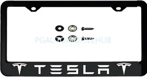 (ONE) License Plate Frame Stainless Steel Vinyl Lettering FOR TESLA - Foto 1 di 3