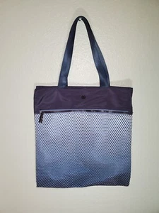 Athleta Blue Ombre Tote Bag Mesh Front Magnetic Closure Opens to Create Mat - Picture 1 of 6