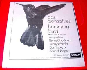 Paul Gonsalves Humming Bird Vintage ORIG 1970 Press/Mag ADVERT 7.5"x 7.5" Deram - Imagen 1 de 3