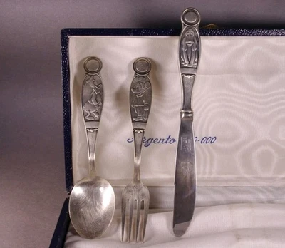 Cuchillo cuchara tenedor plata maciza Walt Disney ARGENTO 800 INOXID Mickey Donald (№04) Foto 1 de 4