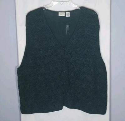 Nuevo Chaleco Suéter Elementos Clásicos Talla 3X Cazador Verde Crochet Atemporal Grannycore Foto 1 de 4