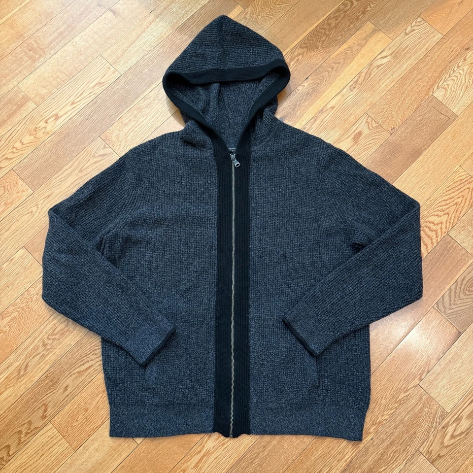 Banana Republic Italian Yarn Wool Nylon XL Ribbed Sweater Hoodie Full Zip Knit - Image 1 of 4