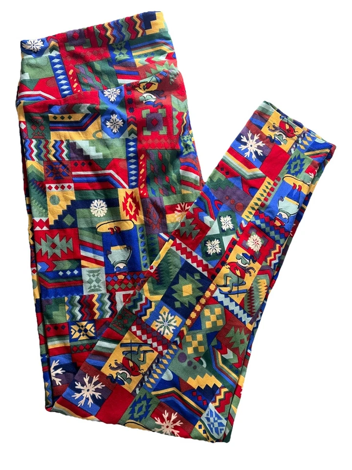 Nuevo LuLaRoe Vacaciones Invierno Esquiador Leggings Talla TC2 (20-26) Diseño Tribal Foto 1 de 4