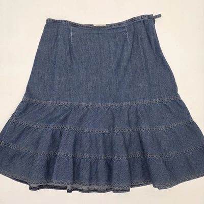 Falda Denim Vintage St John's Bay Algodón Campana Acampanada En Niveles Años 90 Y2K Talla 8 EE. UU. Foto 1 de 4