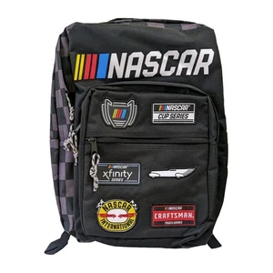 New Authentic NASCAR Black Backpack Travel Bag Patch Patches Checkered - Picture 1 of 9
