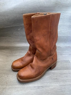 Vintage frye 70's campus brown leather square toe western cowboy boots 14L US 8M - Image 1 of 4