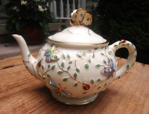 Tetera vintage Lenox Summer Enchantment hecha a mano oro 24k Parvaneh Holloway - Imagen 1 de 9