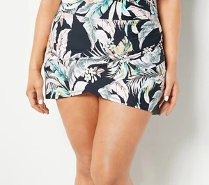 Jantzen Faux Wrap Pull-On Swim Overskirt - Women's 14 - Black Cabana - Picture 1 of 2