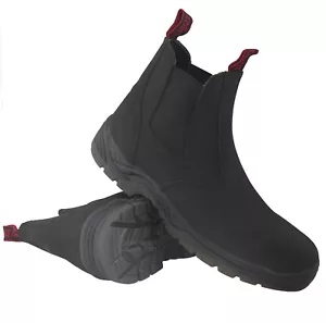 MENS LEATHER CHELSEA ANKLE BOOTS SMART CASUAL COMBAT DEALER WORK SHOES SIZE - Picture 1 of 1