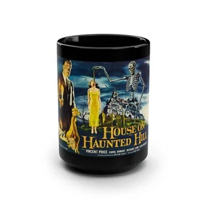 House on haunted Hill V. Price schwarze Tasse, 15 Unzen Kaffeetasse, Horror Gruselfilme - Bild 1 von 7