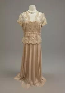 Emma Street Bead Chiffon Gown Full Length Formal Dress Mob Blush Nude 12 New - Picture 1 of 9