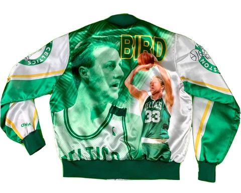 VTG Larry Bird 33 Chalk Line Boston Celtics NBA Fanimation Jacket Size L Cover