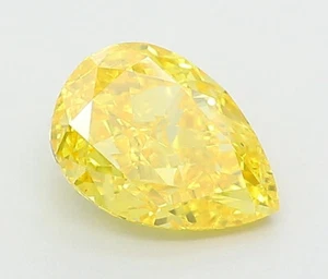 Yellow Pear Shape Lab Grown Diamond For Engagement Ring - Picture 1 of 2