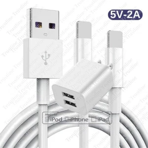 Fast Charger Dual USB Port Adapter For iPhone 14 13 12 11 8 7 6 5 Charging Cable - Picture 1 of 16