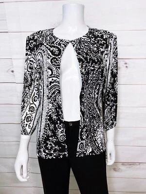 Jessica Howard Womens Jacket Size 16 Black & White Hook & Eye Shoulder Pads - Image 1 of 4