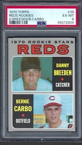 1970 Topps # 36 Reds Rookie Stars Danny Breeden / Bernie Carbo EX MT PSA 6 - Picture 1 of 1