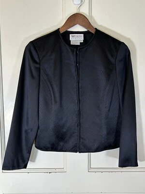Blazer de seda vintage Worth gancho/ojo para mujer talla 6P negro carrera negocios Foto 1 de 4