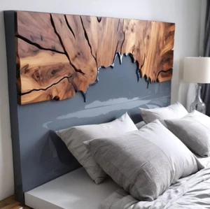 Live Edge Resin Decor, Queen Bad Headboard, King Bad Headboard, Headboard Panel - Picture 1 of 9