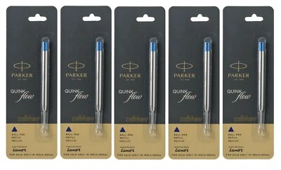 5 ricariche per penna a sfera Parker Jotter Classic, inchiostro blu, punta me...