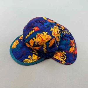 Vintage Patagonia Duckbill Camp Hat Strapback Youth Blue Floral Made in USA 90s - Picture 1 of 8