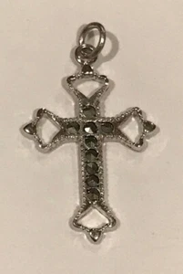 Chapel Sterling Silver 925 Hematite Open Work Cross Pendant E24 - Picture 1 of 3