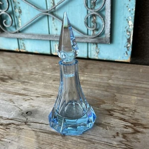 Oneida Lead Crystal Blue Perfume Bottle Decanter Hand Cut & Blown VTG - Picture 1 of 9