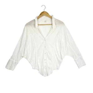 Helmut Lang Semi Sheer Button Down Shirt White Blouse Size P - Picture 1 of 9