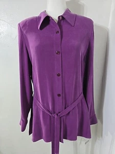 NEU DRESSBARN Damen Seide lila langes Button-Down-Shirt Größe 10 - Bild 1 von 12