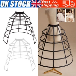 Crinoline Underskirt Petticoat Cage 5 Hoops for Women Girls Hoop Skirt UK - Picture 1 of 26