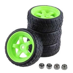 4pcs-Pack 26mm Width RC Rubber Tires Plastic Wheel Rims 12mm Hub Mount for - Picture 1 of 7