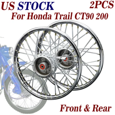 Front & Rear Wheel Rim w/ Hub Spokes Set For Honda Trail CT90 CT200 K0-K5 USA - Изображение 1 из 4