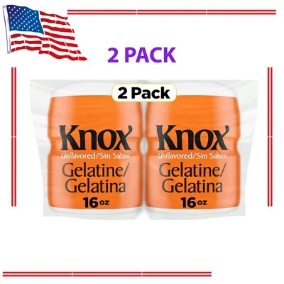 Paquete de duelo de gelatina sin sabor, sin azúcar, sin grasa, (paquete de 2 quilates, botes de 16 oz) Foto 1 de 4