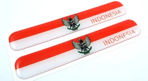 Indonesia Flag Domed Decal Emblem Resin car stickers 5"x 0.82" 2pc. - Bild 1 von 2