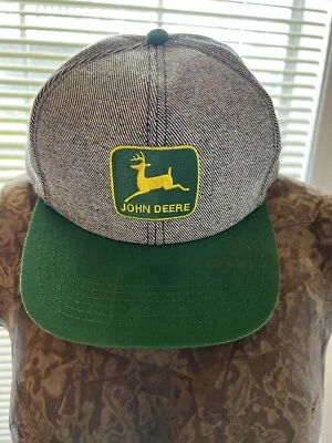 Vintage John Deere Denim Hat Snapback K Products Cap Dead Stock USA. MINT. - Image 1 of 4