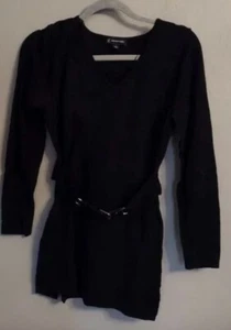 INC- NWT Retail 89.00 Black Knit Long Top or Mini Dress Belted - Picture 1 of 3