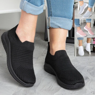 SHU MANIA Ladies Running Trainers Sneakers Womens Girls Slip On Jogging Gym Fashion Shoes