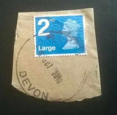 1 USED GB 2ND CLASS LARGE SECURITY BLUE MACHIN STAMPS 2009 YBLM - POSTMARK - Image 1 of 2