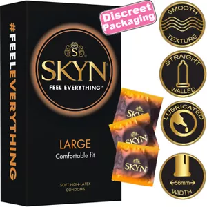 Lifestyles SKYN Large 12-100 CONDOMS PLEASURE 56mm THIN LUBRICATED Sex Non-Latex - Picture 1 of 41