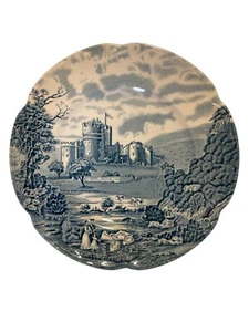 Placa de borde festoneado Ironstone vintage Johnson Brothers Castle Story azul 8" - Imagen 1 de 9