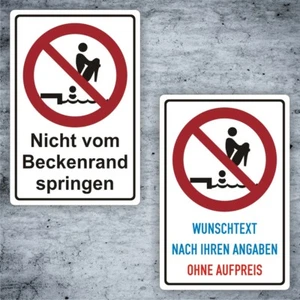 Verbotsschild Nicht vom Beckenrand springen Kombischild Wunsch-Text VP0109 - Bild 1 von 3