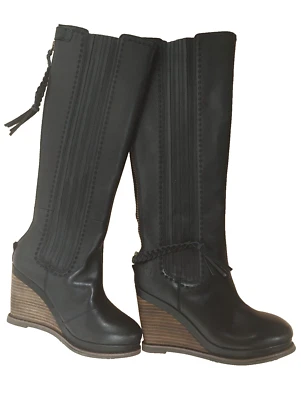 Ariat Ryman 10018615 Para mujeres Western Negro Cuero Botas de Cuña Altas Zapatos Talla 7.B Foto 1 de 4