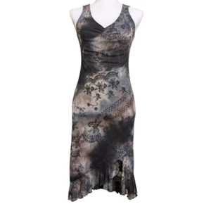 Y2K Vintage Mesh Dress Medium Black Brown Blue Fairy Whimsigoth Candy Rocket - Picture 1 of 10