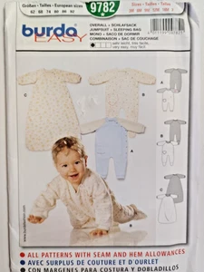 Sleeper Bag  One Piece Infants 3M 6M 12M 18M 2T Burda 9782 Sewing Pattern Easy - Picture 1 of 11