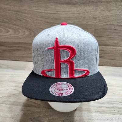 Mitchell & Ness Houston Rockets Cropped XL Logo Heather Adjustable Snapback Hat - Image 1 of 4