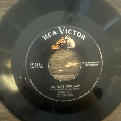 EARTHA KITT 45 rpm THIS YEARS SANTA BABY NM 1954 Hey Jacque Christmas Foto 1 de 2