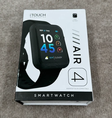 iTouch Air 4 Unisex Smartwatch 46mm Black Silicone Strap TA4L01-G02 Fitness New - Image 1 of 4